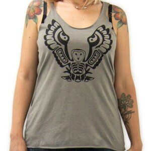 Women's Owl Totem Tank Top Venetian Gray